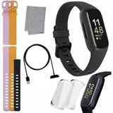 Fitbit Inspire 3 Sağlık Ve Fitness Takip Seti - Stres Yönetimi, Egzersiz Yoğunluğu, Uyku Takibi, 7/24 Kalp + 2 Silikon Bant, 2 Ekran Koruyucu, Temizlik Bezi Ve Hızlı Şarj Cihazı İle