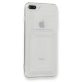 FitCase iPhone 7 Plus / 8 Plus Kılıf Cardy Şeffaf Kartlık Cepli Kapak Şeffaf