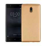 Fitcase Nokia 3 Gold Carbon Desen Arka Kapak