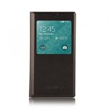 Fitcase Samsung Galaxy S5 G900 S View Dikişli Deri Pencereli Siyah Kılıf