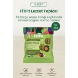 FitFit Doğal İçerikli Lezzet Topları | Antep Fıstıklı Fındık Ezmesi Dolgulu Hurma Topları 36 gr x 5 Adet