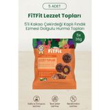 FitFit Doğal İçerikli Lezzet Topları Kakao Çekirdeği Kaplı Fındık Ezmesi Dolgulu Hurma Topları 36gx5 Adet
