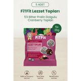 FitFit Doğal İçerikli Sağlıklı Lezzet Topları | Bitter Pralin Cranberry Topları 36gr x 5 Adet