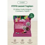 Fitfit Doğal Içerikli Sağlıklı Lezzet Topları | Bitter Pralin Dolgulu Kızılcık (Cranberry) Topları 36 gr x 5 Adet