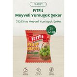 Fitfit Fruit Snacks Elma Meyveli Yumuşak Şeker - Gerçek Meyve Özlü, Glütensiz ve Vitaminli 22.4g x 3 - 3 Adet