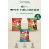 Fitfit Fruit Snacks Şeftali, Elma ve Vişne Meyveli Yumuşak Şeker | A-C-E Vitaminli, Gerçek Meyve Atıştırmalığı 22.4 gr x 3 Paket - 3 Adet