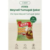 FitFit Fruit Snacks Vişneli Yumuşak Şeker 3'lü Paket (3x22.4g) Glutensiz ve Vitaminli Sağlıklı Atıştırmalık