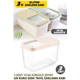 fitfiyat 10 Kg Kuru Bakliyat Erzak Saklama Kabı Pirinç Mama Un Erzak Kutusu 3 Adet