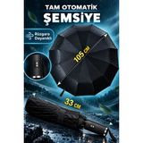 Fitfiyat 10 Tel Tam Otomatik Aç Kapa Unisex Rüzgara Dayanıklı Şemsiye - Antrasit - Siyah