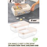 fitfiyat 2 Adet 5 Litre Çok Amaçlı Saklama Kabı Sürgülü Kapak Erzak Saklama Kabı