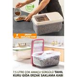 fitfiyat 7,5 Litre Sürgülü Saklama Kabı Tahıl Pirinç Kuru Gıda Mama Saklama Kutusu 1 Adet Şeffaf
