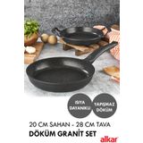fitfiyat Döküm Granit 20 Cm Sahan Ve 28 Cm Tava Seti Döküm Granit Tava Sahan Seti