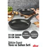 fitfiyat Döküm Isıya Çizilmez Yanmaz Tava Ve Sahan Seti 22 Cm Sahan 20 Cm Tava Seti