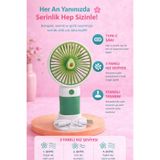 fitfiyat Mini Taşınabilir Yeşil-Beyaz Meyve Figürlü Sessiz El Fanı 3 Hız Ayarlı Mini El Pervanesi Soğutucu-Vantilatör