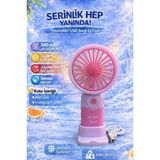 Fitfiyat Pudra Pembe Mini Taşınabilir Sessiz El Fanı 3 Hız Ayarl Mini El Pervanesi Soğutucu-Vantilatör