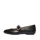 Fitflop Bayan Delicato Crystal-Buckle Leather Mary Jane ayakkabı, Siyah, 37 EU Schmal