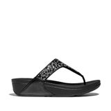 Fitflop Bayan Lulu Crystal-Mix Toe-Post sandalet, Siyah, 40 EU