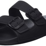 Fitflop Erkek Iqushion ayarlanabilir kaydırak, iki çubuklu kayar sandalet, Siyah, 46 EU