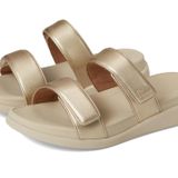 Fitflop Kadın F-Mode Go Ayarlanabilir Düz Form İki Bar Slides Kaydırmalı Sandalet, Platin, 38 EU