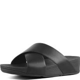 Fitflop kadın lulu çapraz slayt sandalet-deri burnu açık, siyah (siyah 001), 6.5 İngiltere (40 AB)