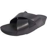 Fitflop Kadın Lulu Cross Slide-Deri Açık Parmak Sandalet, Siyah Siyah 001, 38 EU