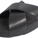 Fitflop Kadın Lulu Cross Slide-Deri Açık Parmak Sandalet, Siyah Siyah 001, 39 EU