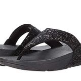FitFlop Lulu Crystal Toe-Post Siyah Parlak Kadın Sandalet