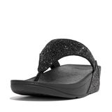 Fitflop Lulu Glitter Toe-Thongs kadın sandaleti, Siyah Parlak, 36 EU