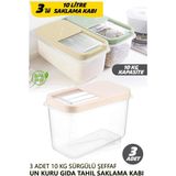 Fithome 10 kg Kuru Bakliyat Erzak Saklama Kabı Pirinç Mama Un Erzak Kutusu 3 Adet