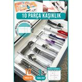 Fithome 10'lu Modüler Şeffaf Kaşıklık Organizer Kaşık Düzenleyici Çekmece Içi Organizer