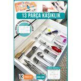 Fithome 13'lü Modüler Kaşıklık ve Çekmece Içi Düzenleyici Şeffaf Organizer Iki Çekmece Kullanılabilir