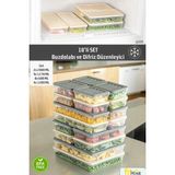 FİTHOME 18'li Set Renkli Kapak Buzdolabı ve Difriz Düzenleyici Saklama Kabı 2x2400-4x1200-4x1170-8x600 ML