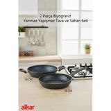 Fithome 2 Parça 18 cm Sahan 22 cm Tava Bio Granit Sahan ve Tava Seti Yanmaz Yapışmaz