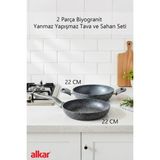 Fithome 2 Parça 22 cm Bio Granit Sahan ve Tava Seti Yanmaz Yapışmaz, Sağlıklı ve Dayanıklı Kullanım
