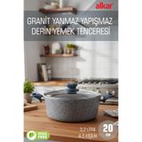 FİTHOME 20 CM Küçük Boy Granit Derin Yemek Tenceresi Yanmaz Yapışmaz
