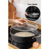 FİTHOME 24-28-30 Cm Döküm Granit Yanmaz Yapışmaz Fırına Girebilir Küçük Büyük Orta Boy Pilav Tenceresi