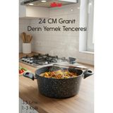 Fithome 24 cm Bio Granit Döküm Derin Yemek Tenceresi Yanmaz ve Yapışmaz Pfoa Free