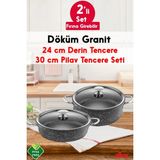 FİTHOME 24 CM Derin Tencere ve Pilav Tenceresi Seti 2'li Tencere Seti