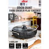 FİTHOME 28 Cm Çelik Saplı Fırına Girebilir Granit Yanmaz Büyük Boy Karnıyarık Ve Pilav Tenceresi