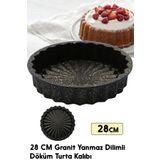 FİTHOME 28 Cm Granit Döküm Turta Kalıbı Yapışmaz Döküm Tart Kalıbı