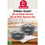 FİTHOME 2'li Granit Döküm Derin Tencere ve Pilav Tenceresi Seti