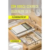 Fithome 3 Parça Çekmece Içi Düzenleyici Çok Amaçlı Organizer Makyaj Malzemeleri Kırtasiye Banyo Ofis