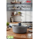FİTHOME 30 CM Bio Granit Büyük Boy Derin Yemek Tenceresi Yanmaz Yapışmaz Derin Tencere