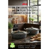 Fithome 30 cm Pilav Karnıyarık ve 28 cm Derin Granit Döküm Tencere Seti – Fırına Girebilir 2'li Set