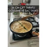 FİTHOME 36 Cm Çift Taraflı Sapı Çıkarılıp Fırına Atılabilir Gözleme ve Et Pişirme Izgara Tavası Döküm Granit