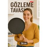FİTHOME 36 Cm Döküm Gözleme Tavası Sapı Çıkıp Fırında Kullanılabilir Döküm Gözleme Krep Tavası