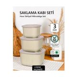 FİTHOME 3'lü Silikon Kapak Hava Almaz Mikrodalga ve Buzluk Saklama Kabı Seti