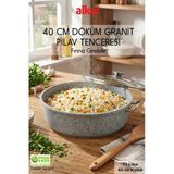 FİTHOME 40 CM Ağır Döküm Granit Yanmaz Yapışmaz Fırına Girebilir Pilav Tenceresi