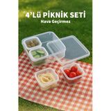 FİTHOME 4'lü Hava Geçirmez Piknik Seti Saklama Kabı Şeffaf Kapaklı Kahvaltı Seti