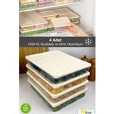 FİTHOME 4'lü Set Buzdolabı ve Buzluk Difriz Düzenleyici Çok Amaçlı Hava Geçirmez Saklama Kabı 4x2400ML